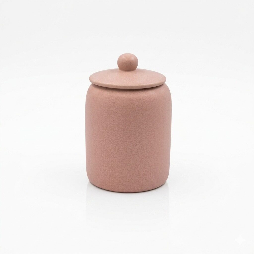 Pink Canister with Wooden Lid