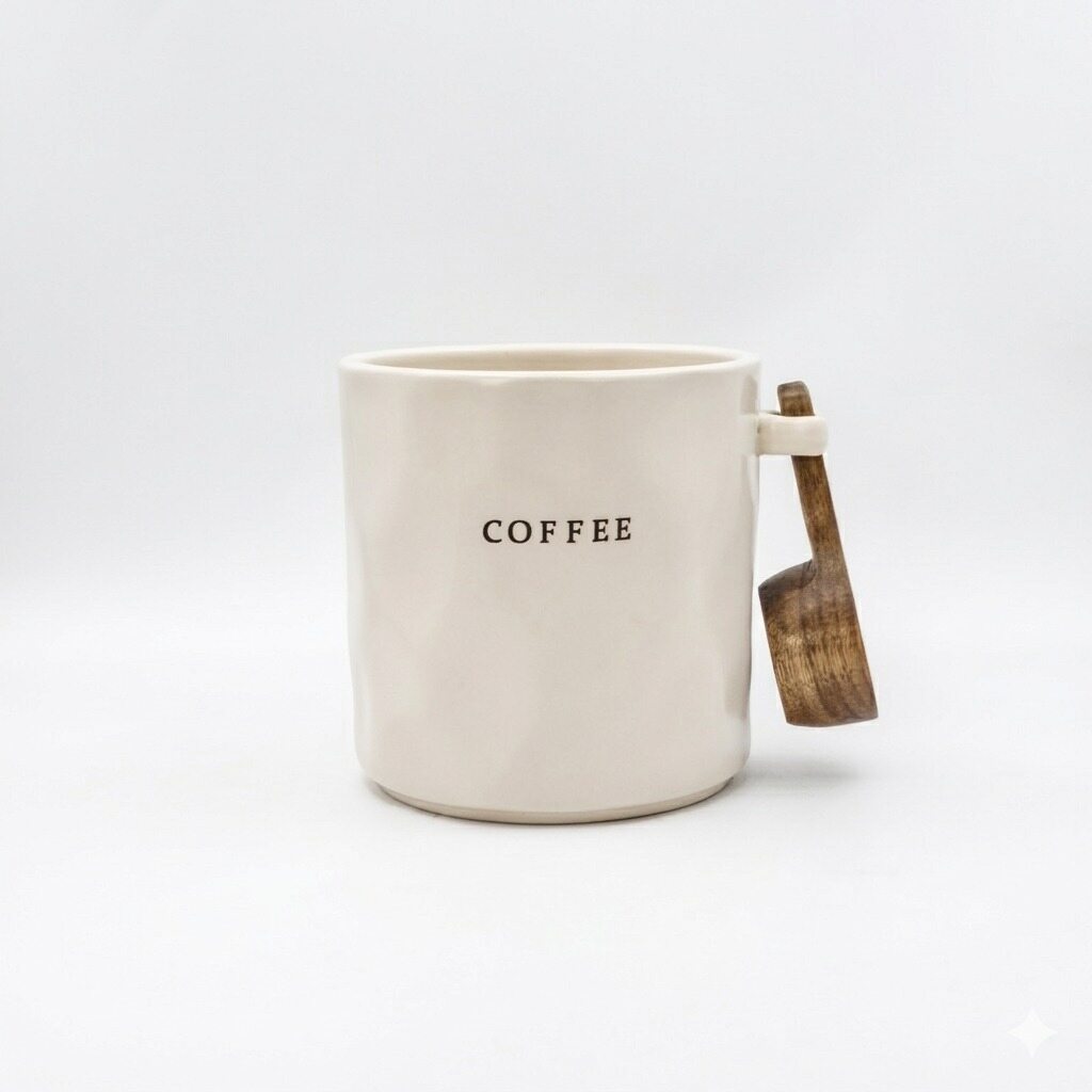 Beige Embossed Coffee Canister