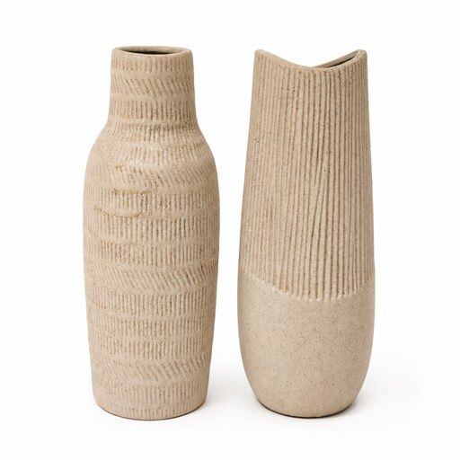 Natural Carved Line Ceramic Vase Set