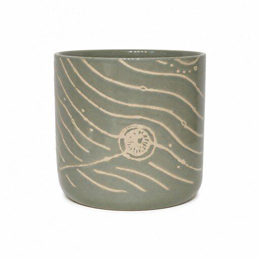 Sage Sun Motif Ceramic Planter