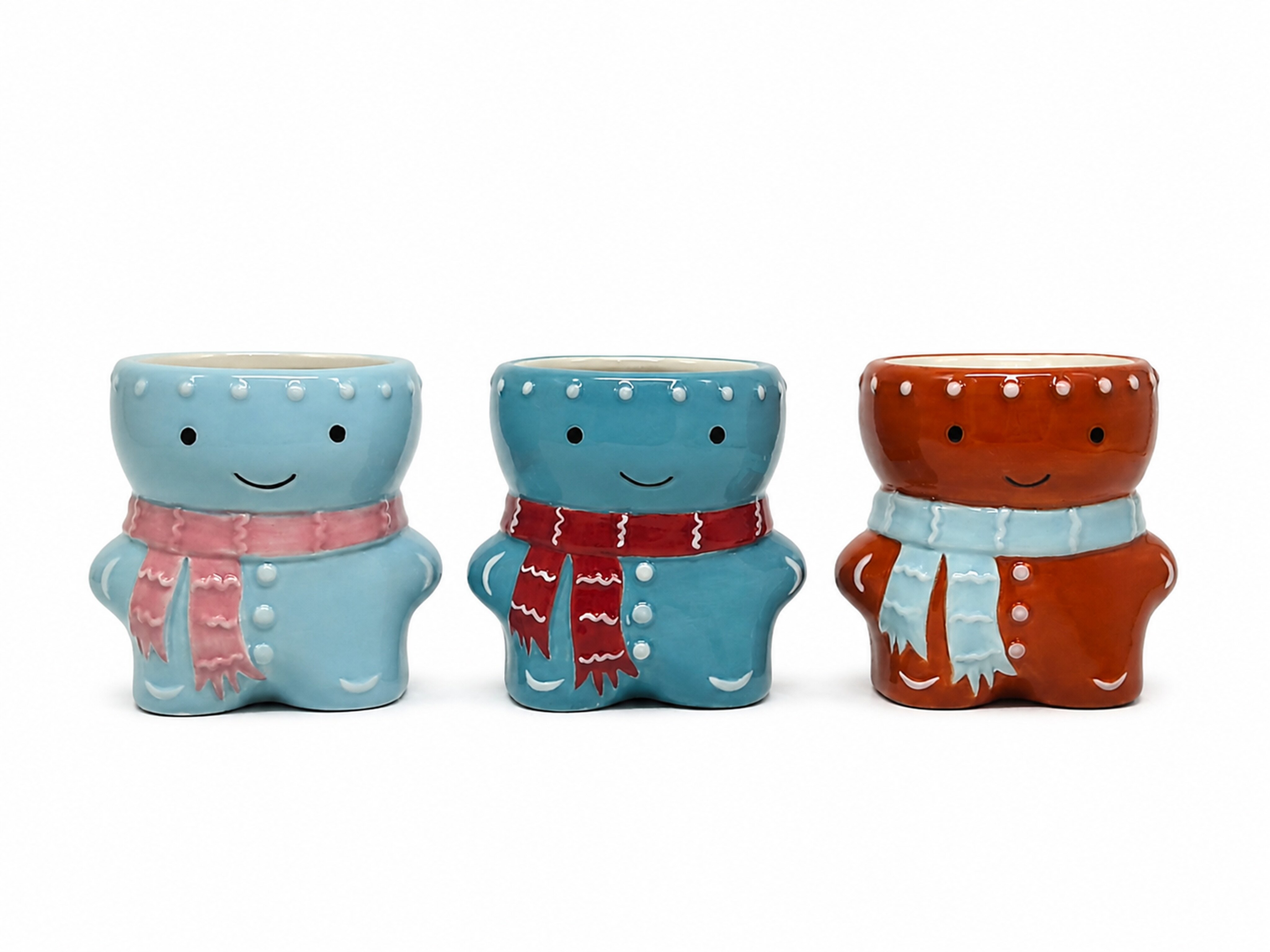 Snowman Doll Ceramic Flower Pot Set of 3