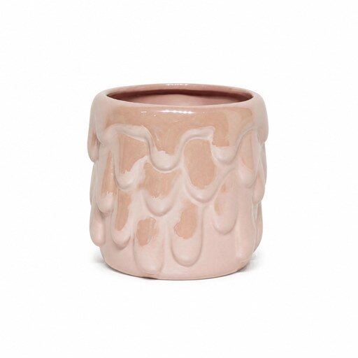 Pink Drip Glaze Relief Ceramic Planter