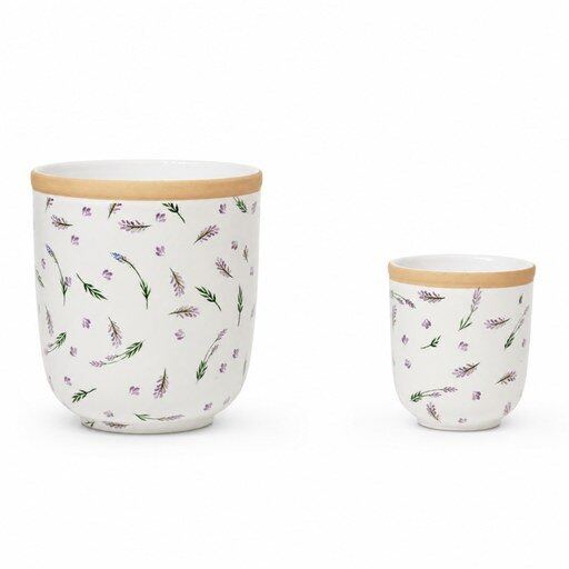 White Floral Ceramic Planter Set