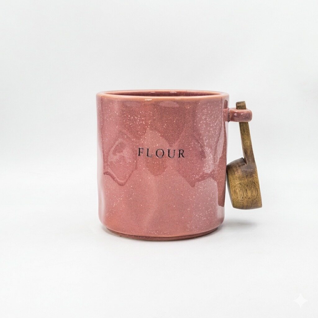 Pink Embossed Flour Canister