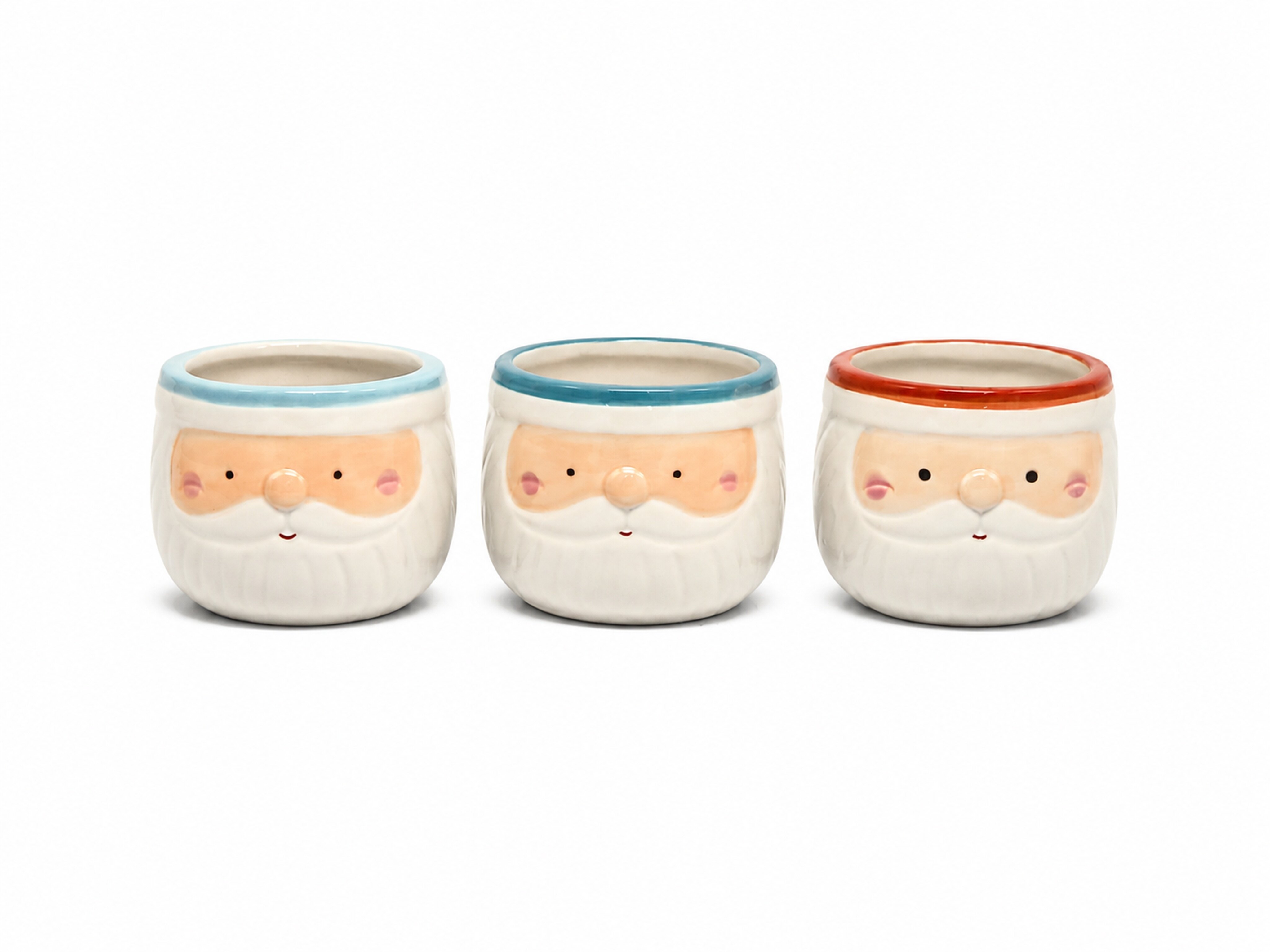Santa Claus Smile Ceramic Flower Pot Set of 3 (Short)