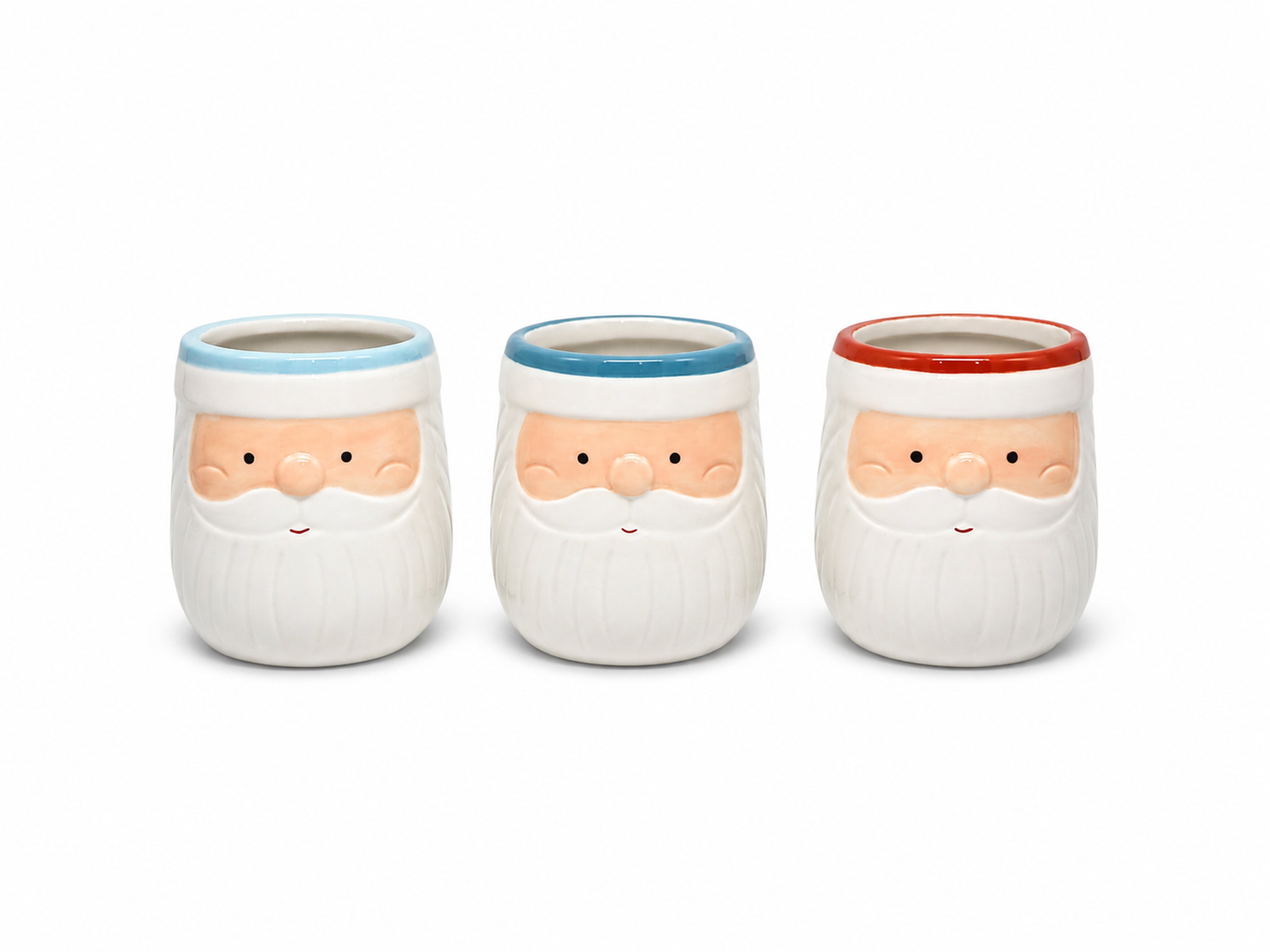 Santa Claus Smile Ceramic Flower Pot Set of 3 (Tall)