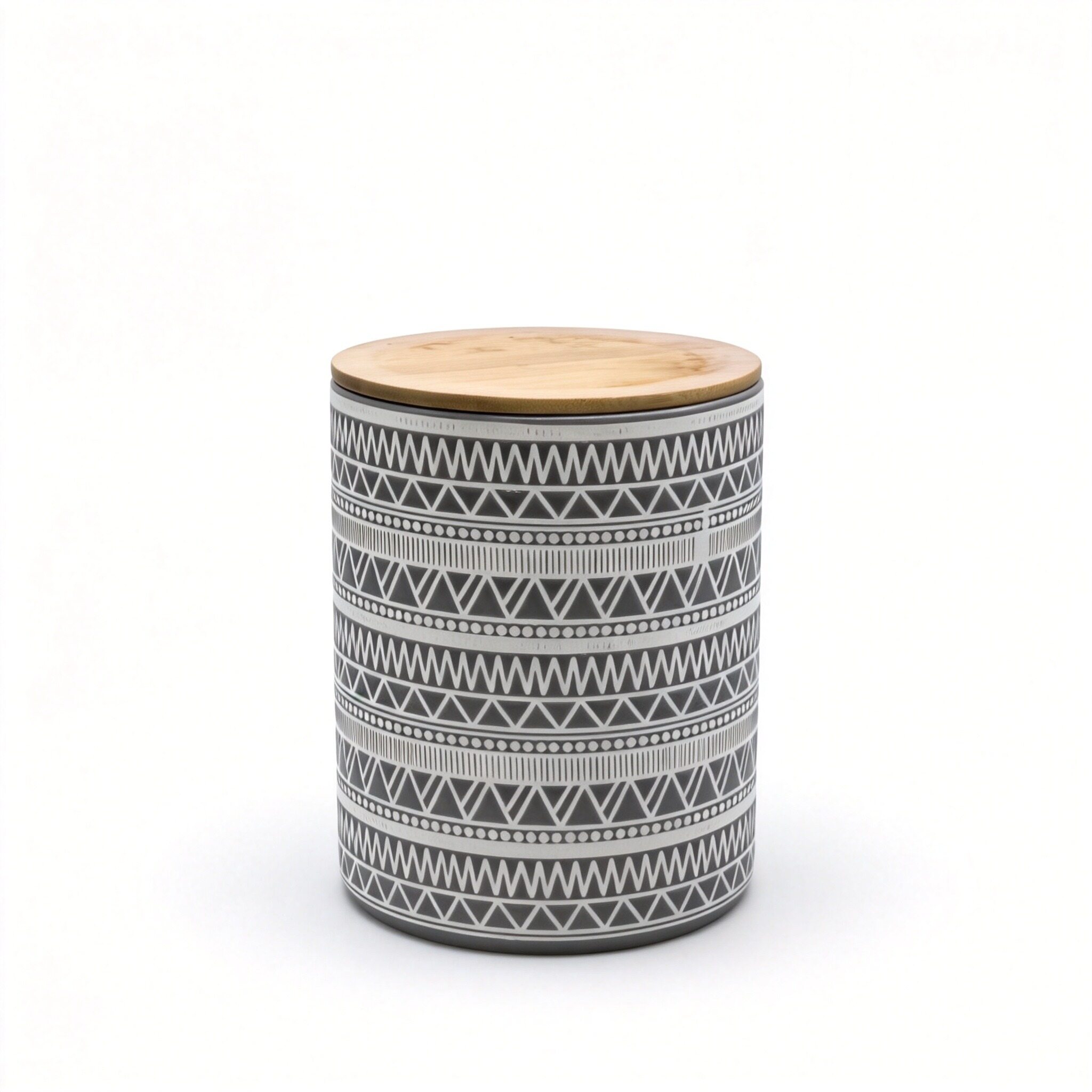 Grey Tribal-Pattern Tall Jar