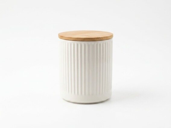 Beige Short Ribbed Jar