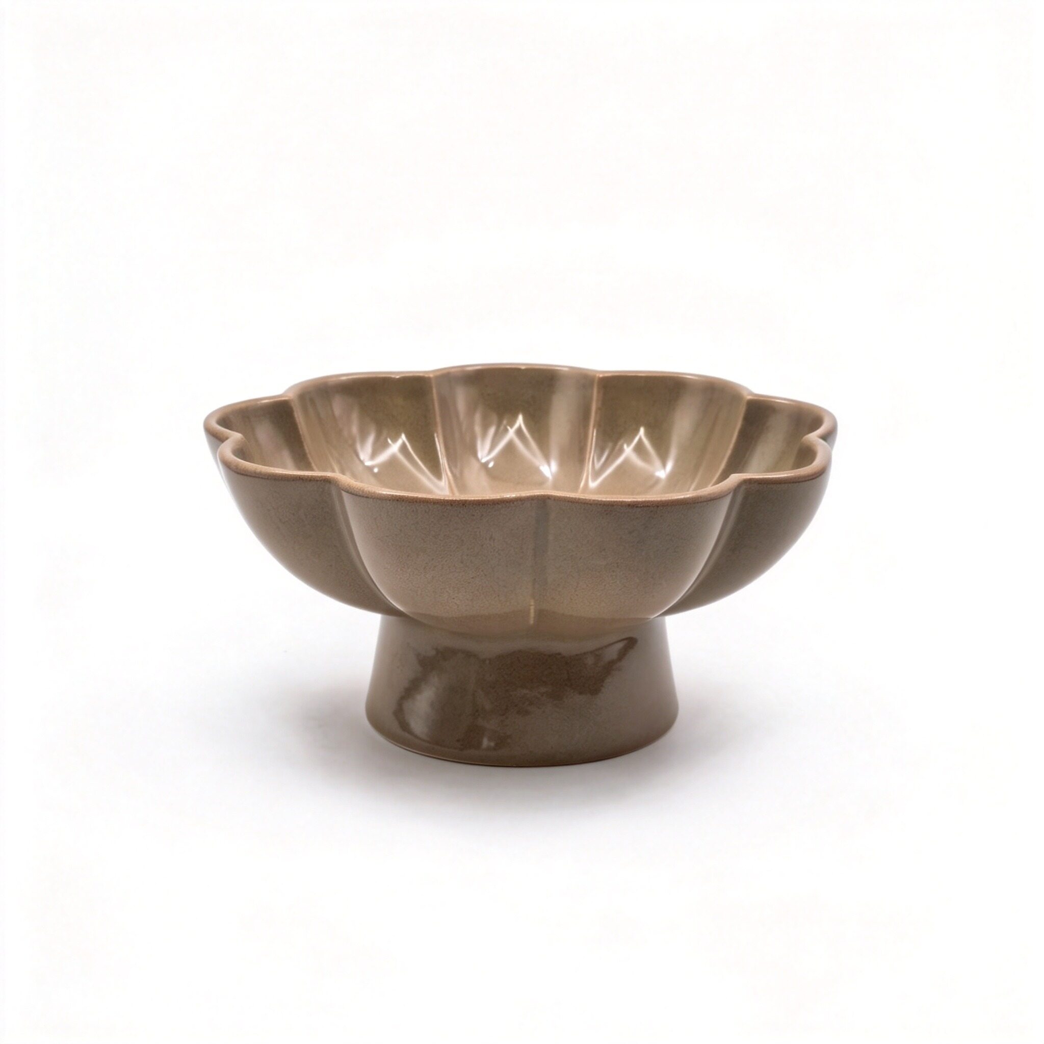 Brown Ceramic Footed Bowl