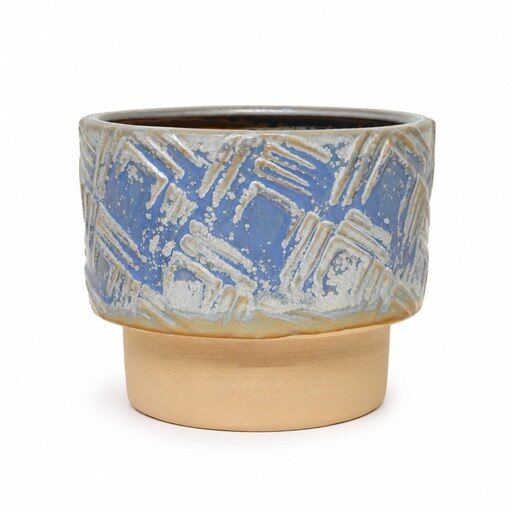 Blue Leaf Footed Ceramic Planter