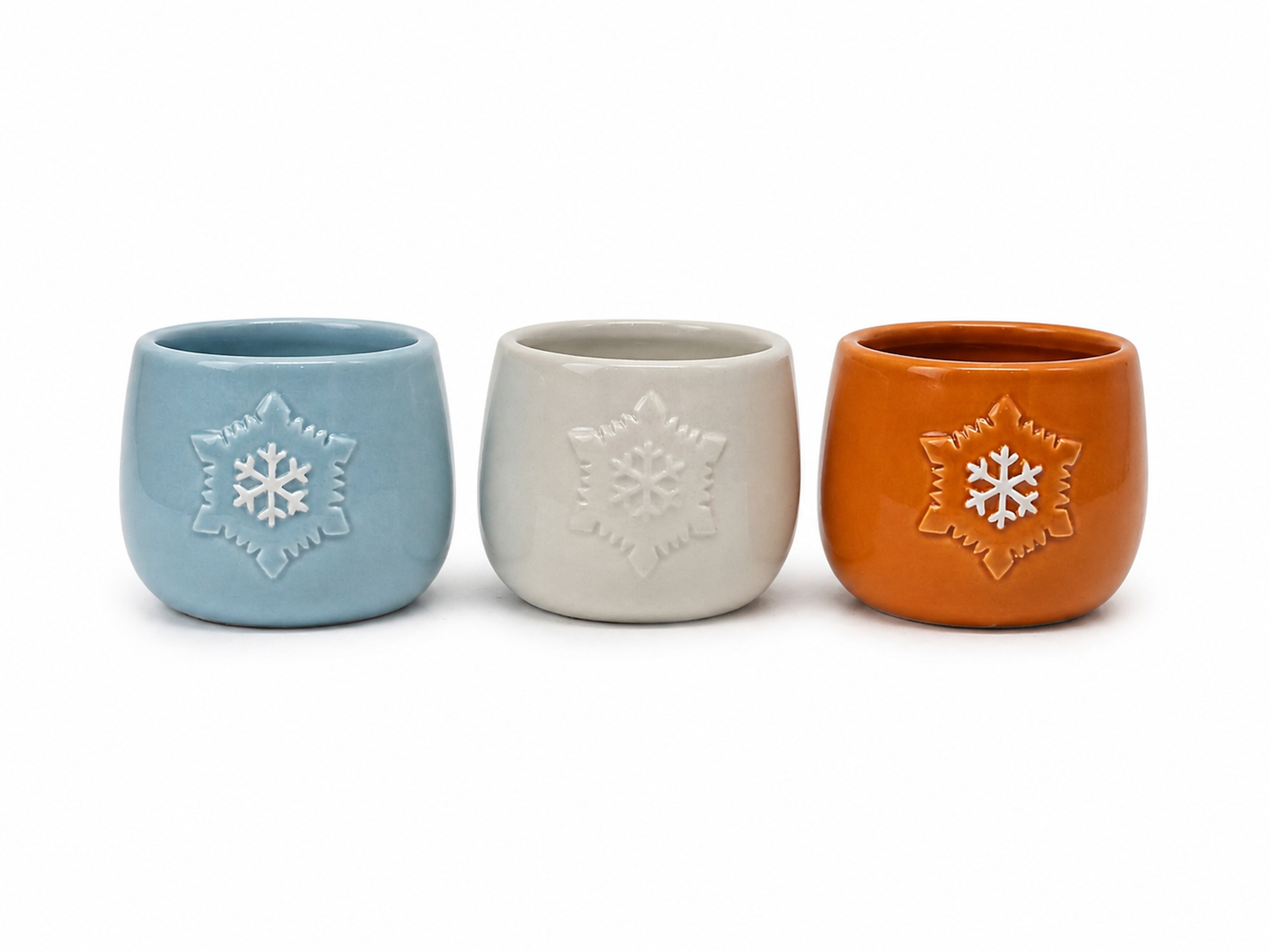 Snowflake Relief Ceramic Flower Pot Set of 3