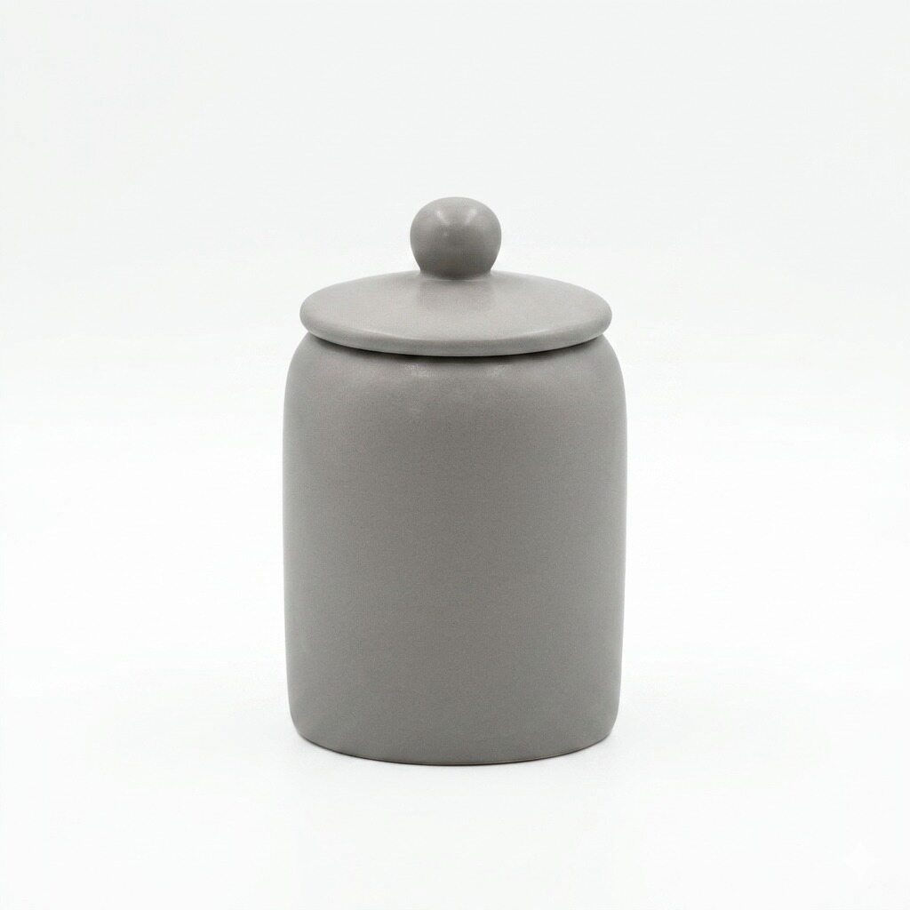 Grey Canister with Wooden Lid