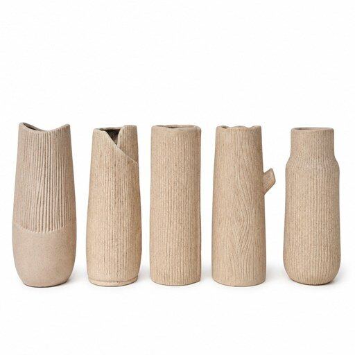 Natural Textured Asymmetric Ceramic Vase Set
