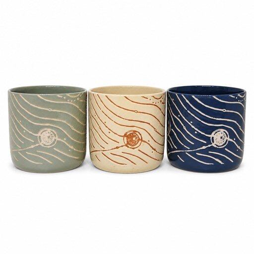 Blue Beige Pattern Planter Set