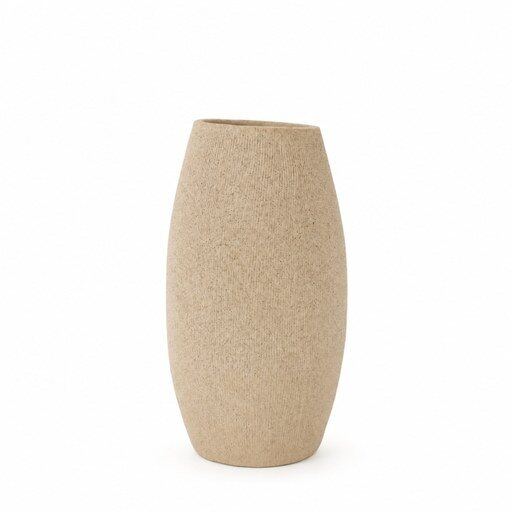 Beige Fine Sand Texture Oval Ceramic Vase