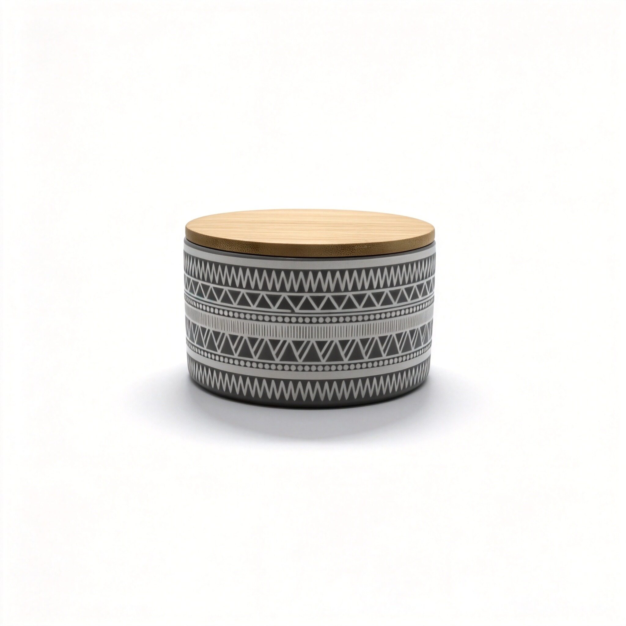 Grey Tribal-Pattern Short Jar