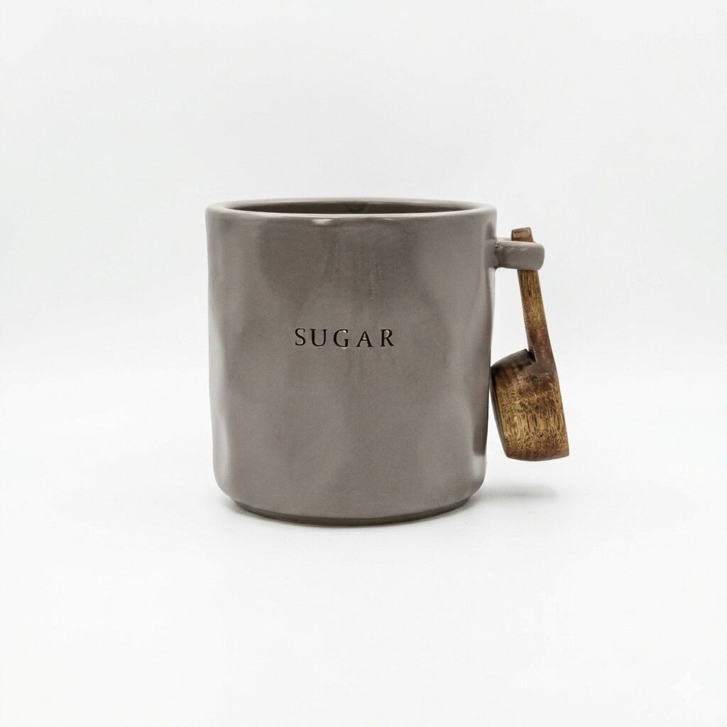 Grey Embossed Sugar Canister