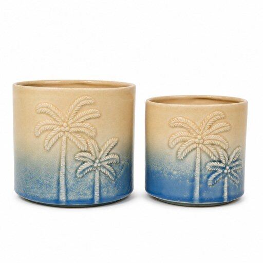 Blue Gradient Palm Planter Set
