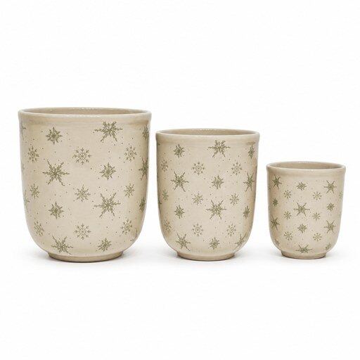 Beige Dot Ceramic Planter Set