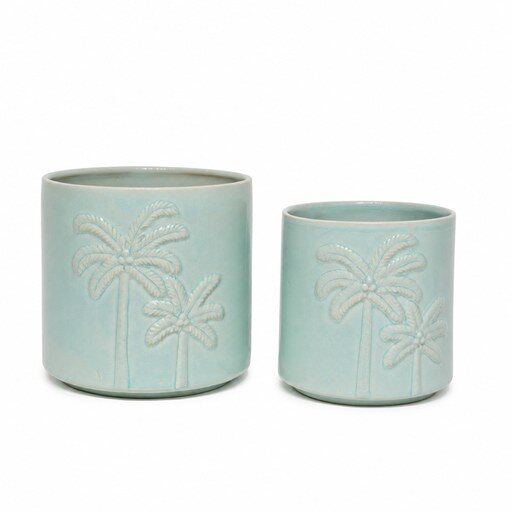 Mint Palm Planter Set