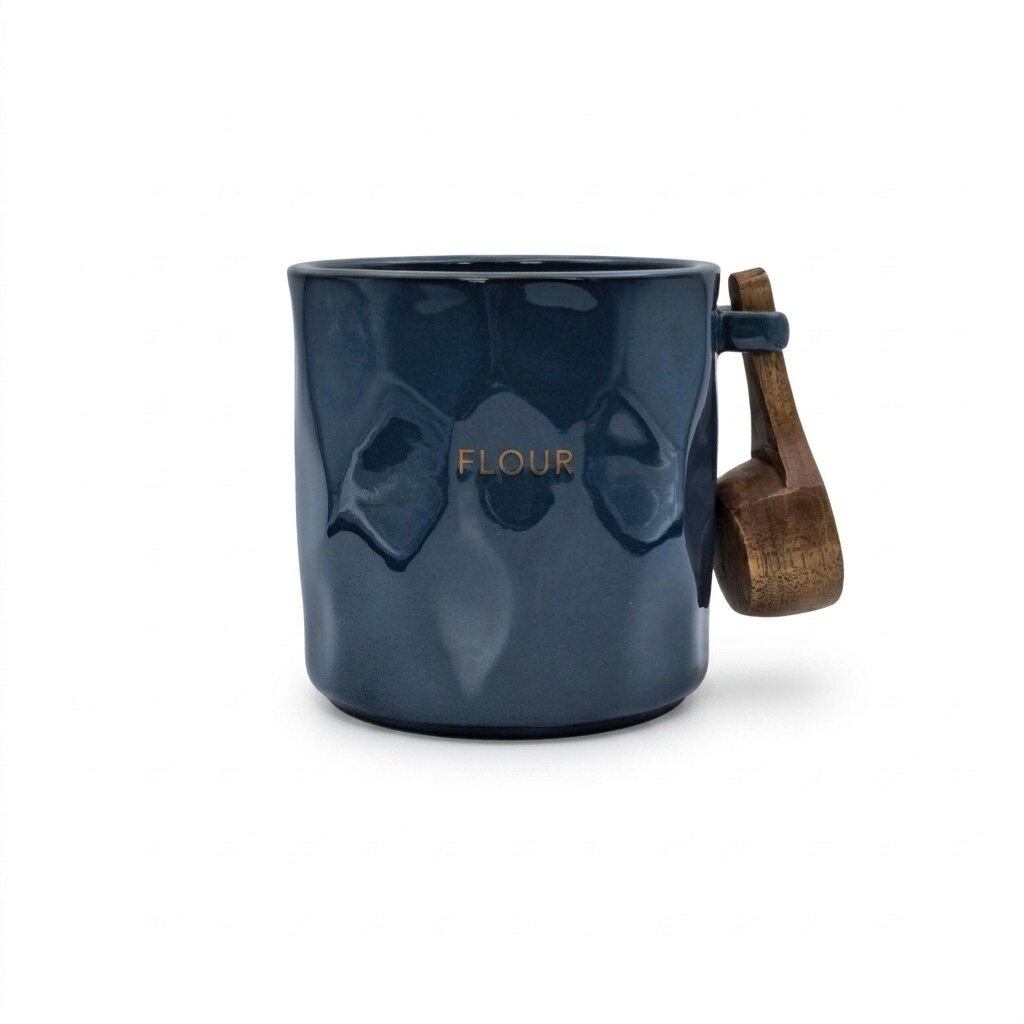Navy Embossed Flour Canister