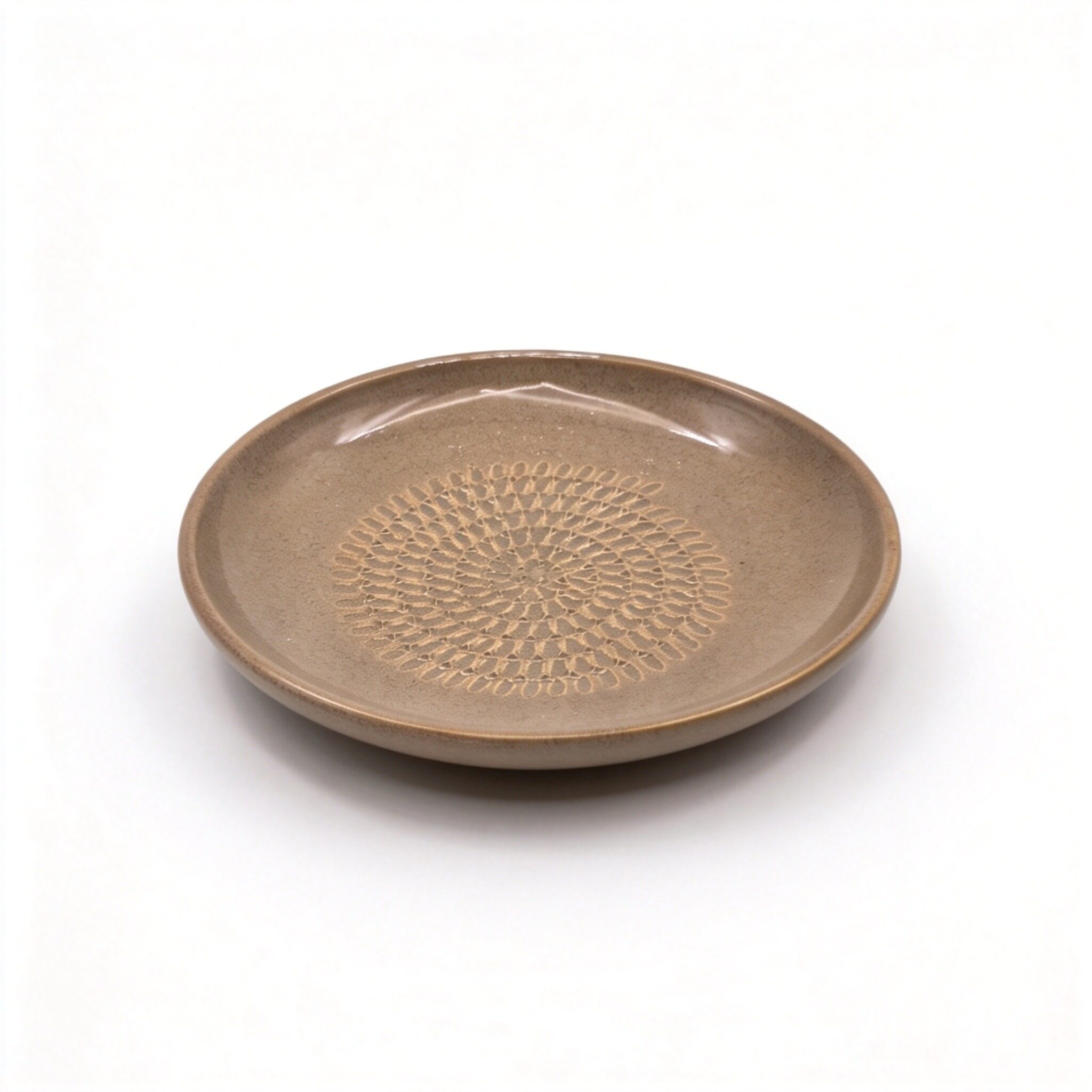Brown Ceramic Embossed Shallow Plate