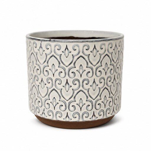 Gray Lace Pattern Ceramic Planter