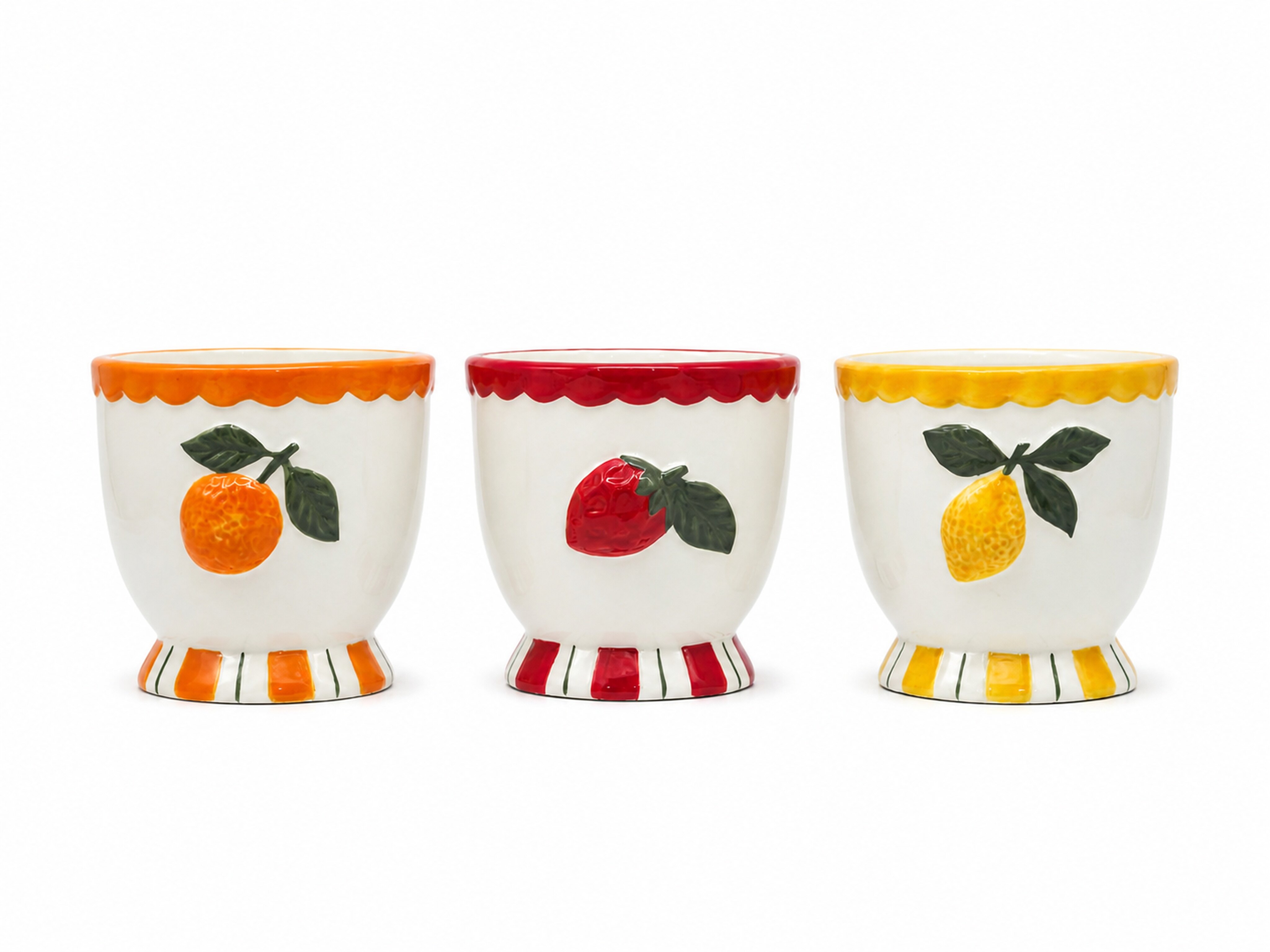 Fruit Relief Ceramic Flower Pot Set of 3