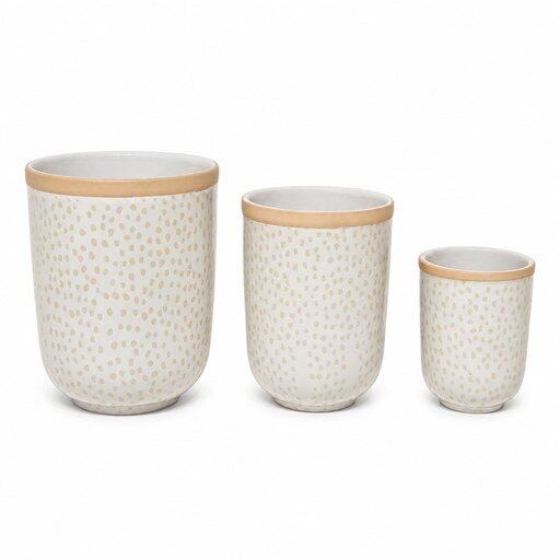 White Cylindrical Ceramic Planter Set