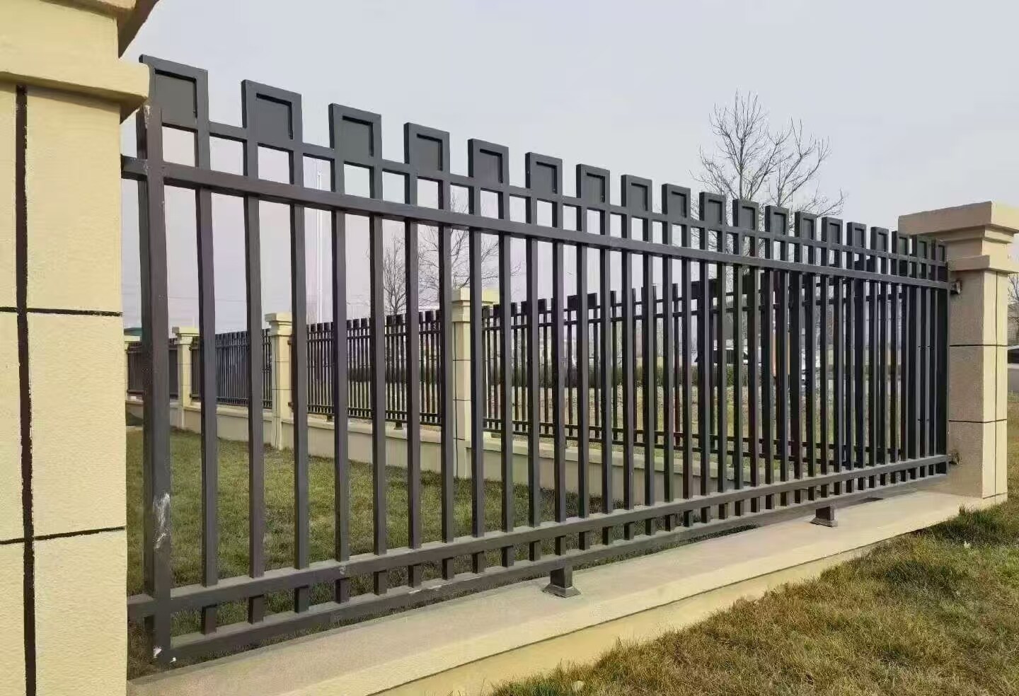 Square Post Steel Fence - Steel steel fence square for industrial commercial residential