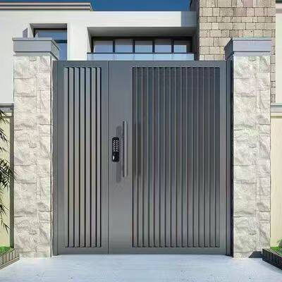Brama aluminiowa 6063-T5 dla willi, nowoczesna minimalistyczna brama wjazdowa z antykorozyjną powłoką proszkową, odporna na śnieg i mróz dla polskich warunków pogodowych