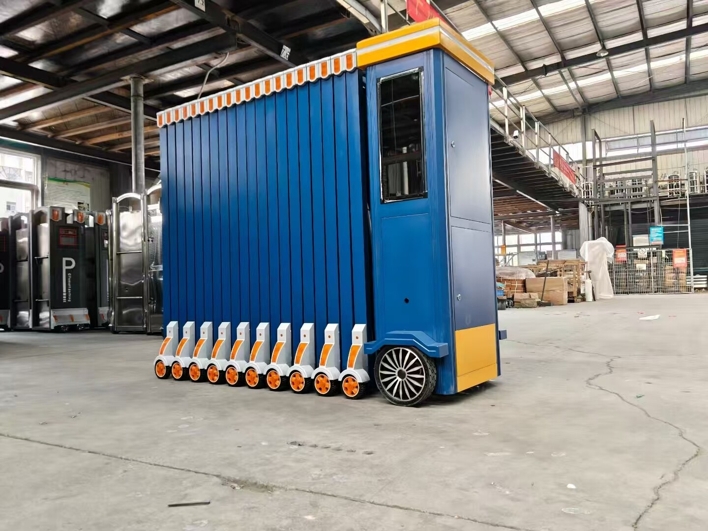 Heavy-Duty Folding Gate Blue - Electric folding gate blue for factory residential commercial