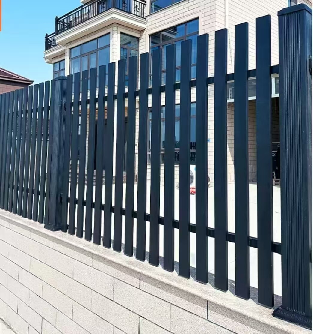 Custom aluminum flat-top rail boundary fence 6063-T5, large-scale residential installation, Poland community project