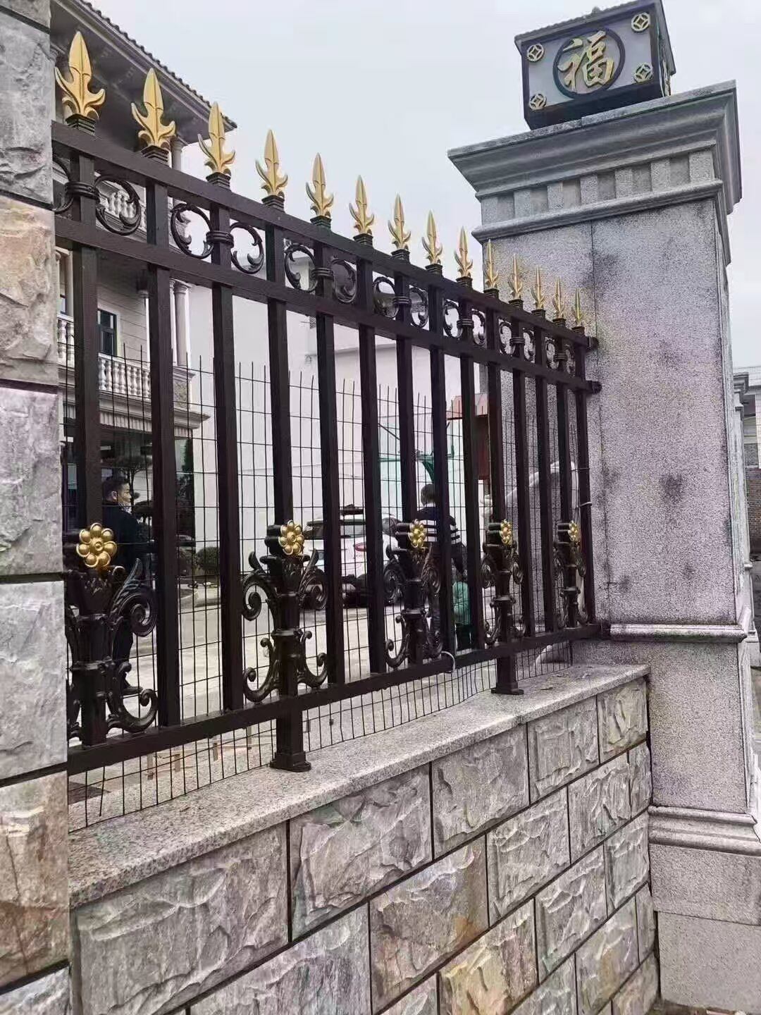 Custom aluminum ornate gold accent decorative fence 6063-T5, luxury upscale property, Russia premium project