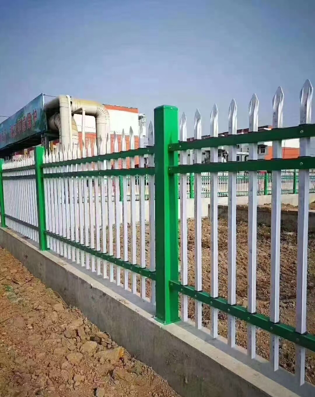 Green-White Landscape Steel Fence - Steel steel fence green for industrial commercial residential