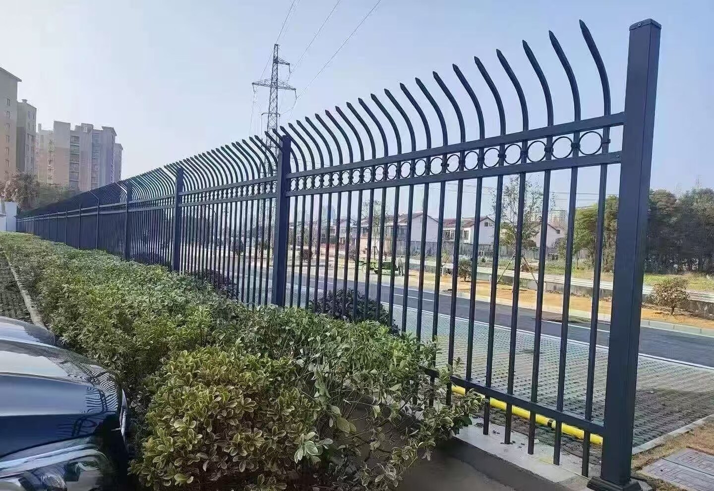 Curved Top Security Steel Fence - Steel steel fence curve for industrial commercial residential