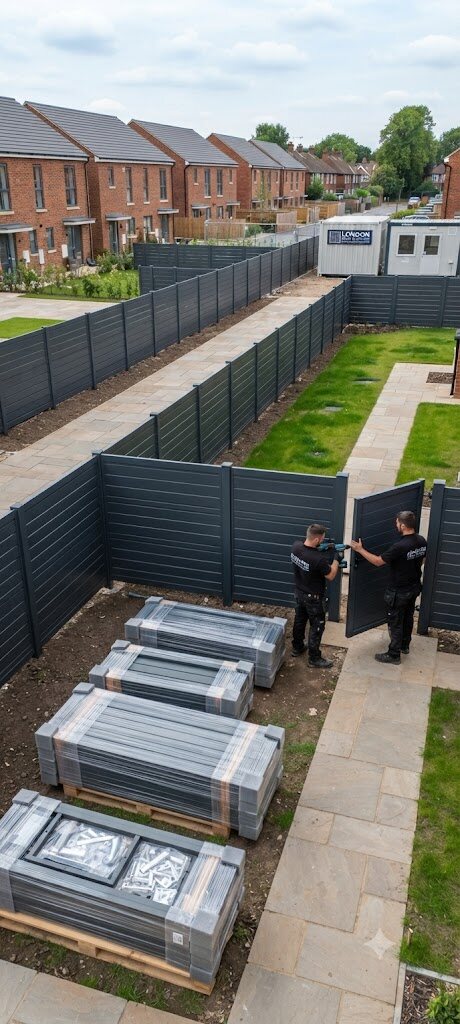 B2B aluminum fencing project delivery, bulk supply and installation in London