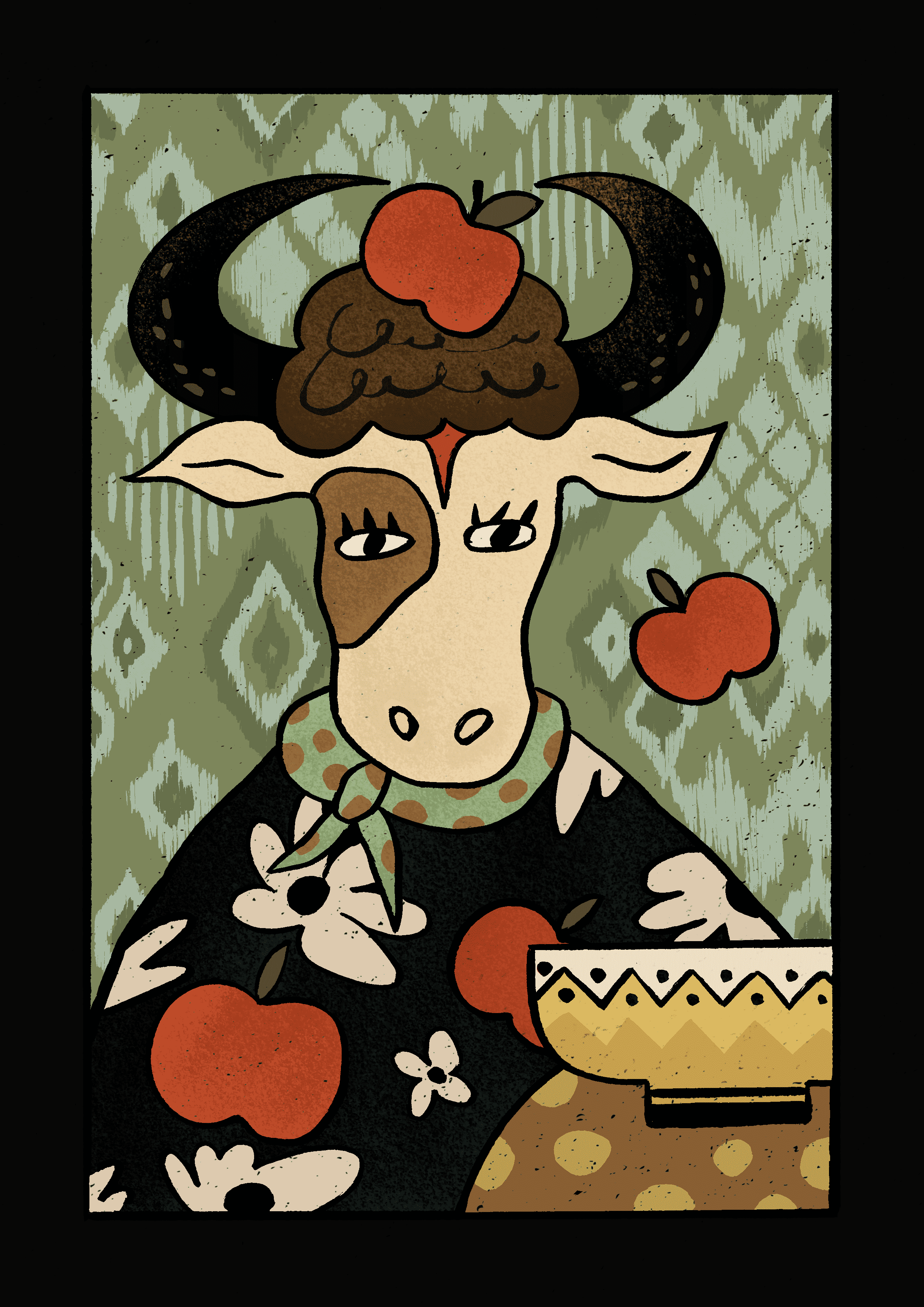 Cow with Apples