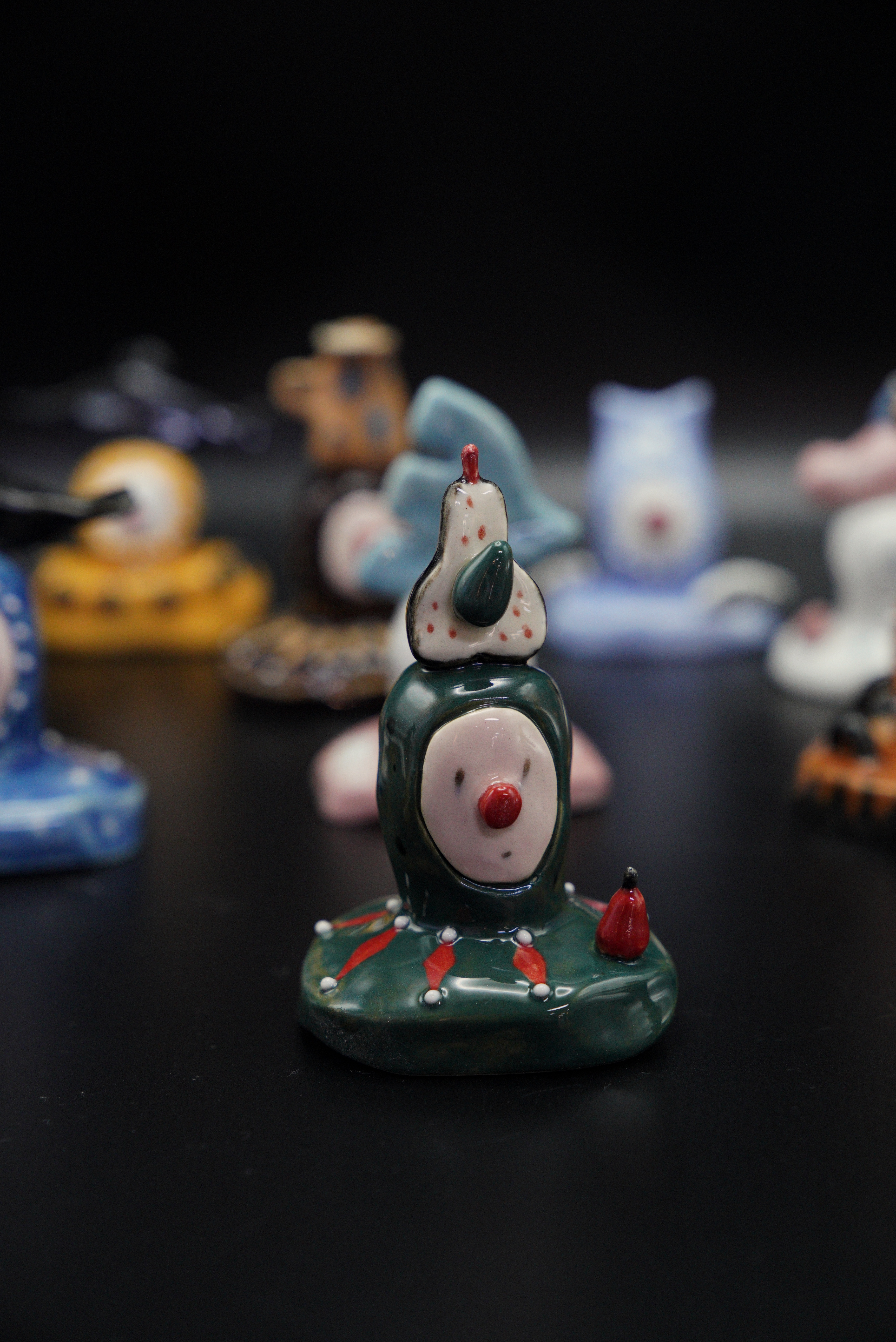 Green Clown Ceramic Figure