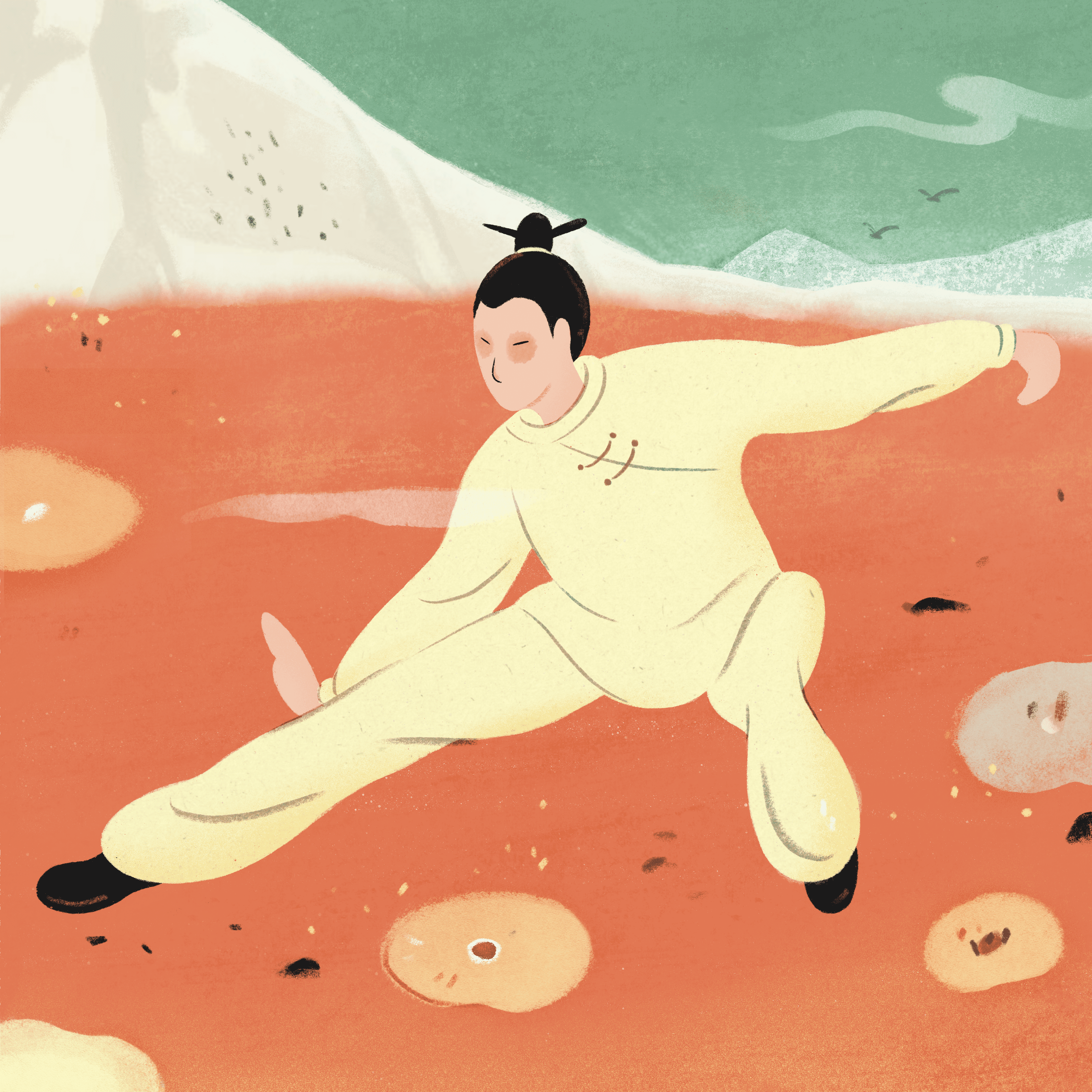Yellow Tai Chi Practitioner