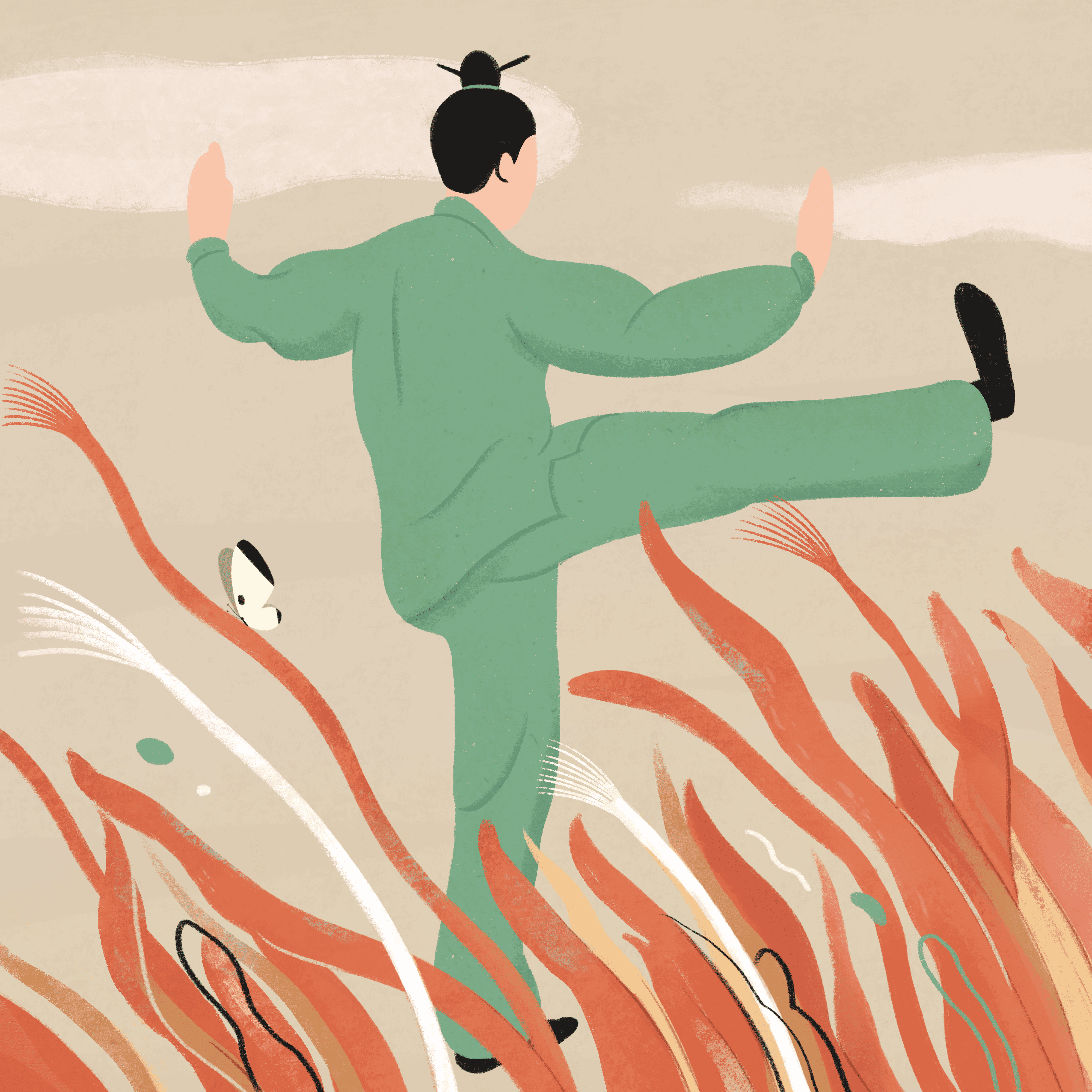 Green Tai Chi Practitioner