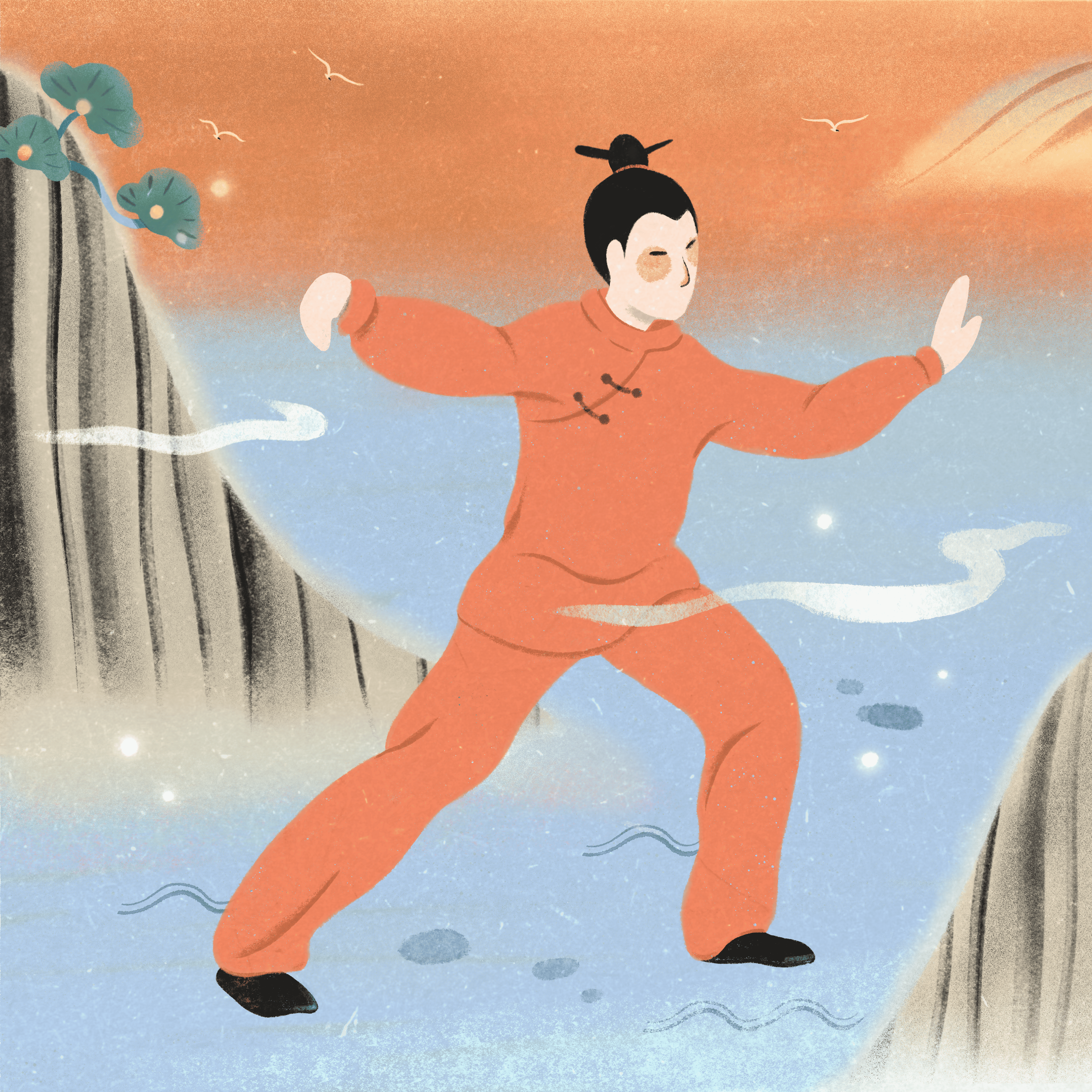 Orange Tai Chi Practitioner