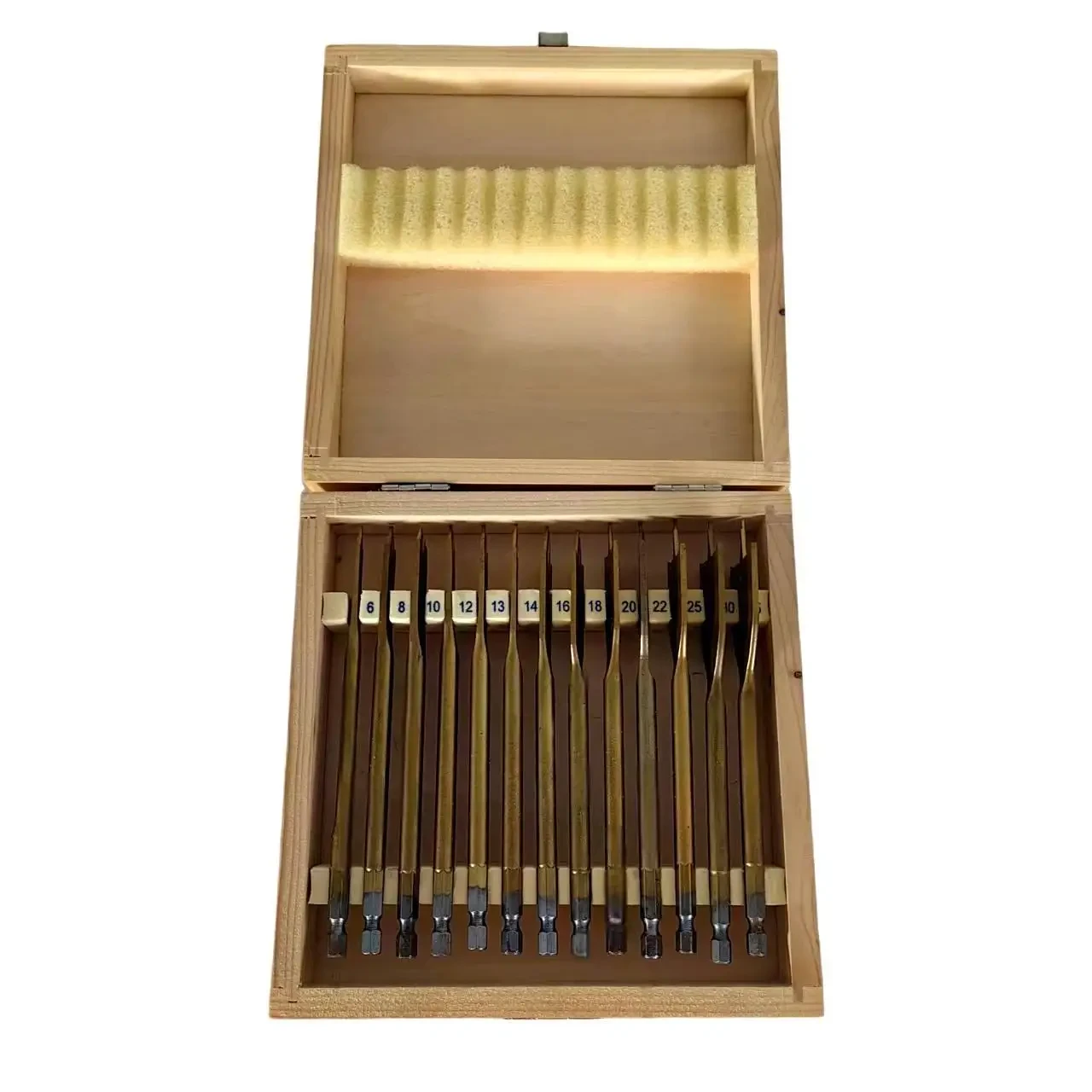 Flat Wood Drill Bit Set in Wooden Box (6 - 25 mm)