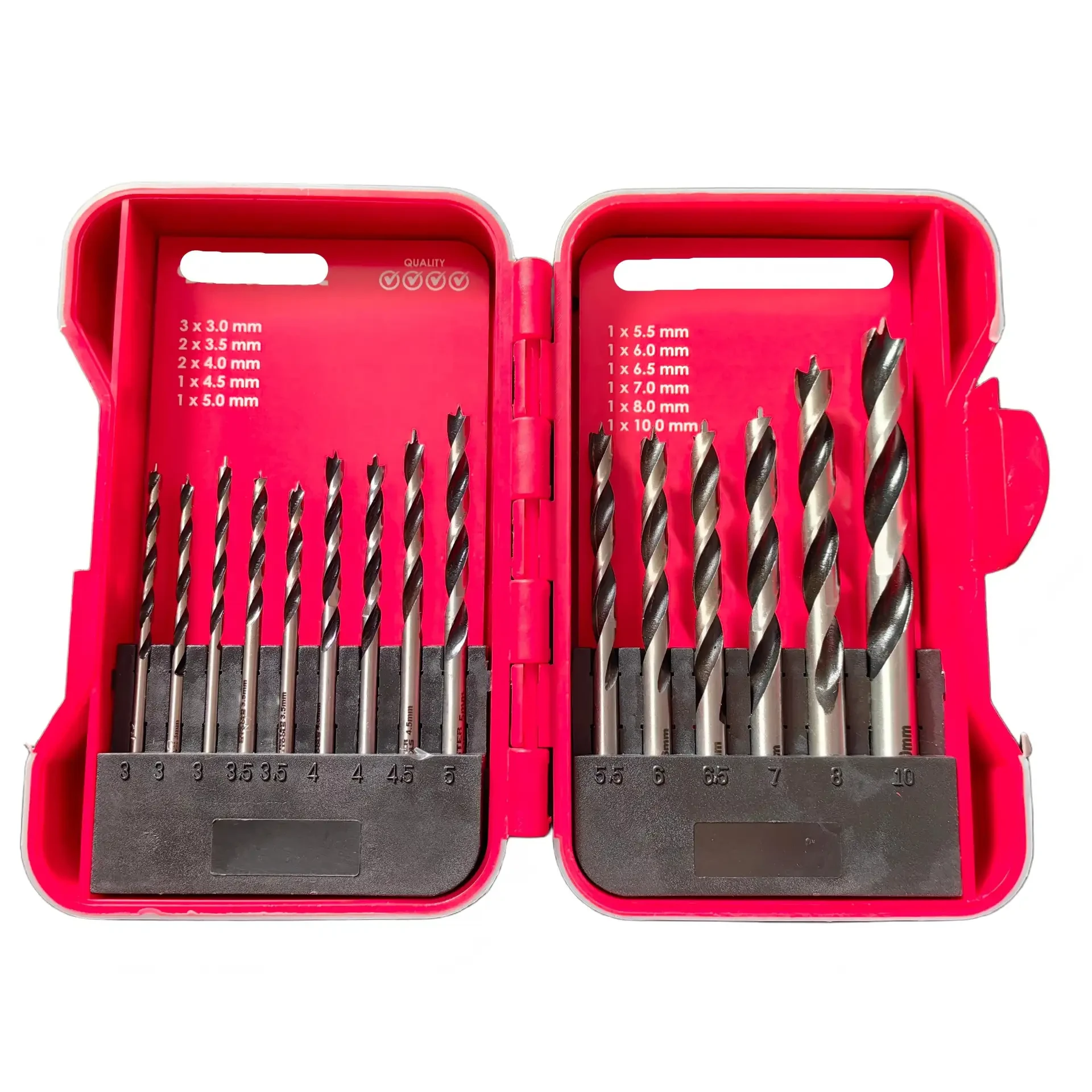 Wood Drill Bit Set (3 - 10 mm, 15 Pieces)