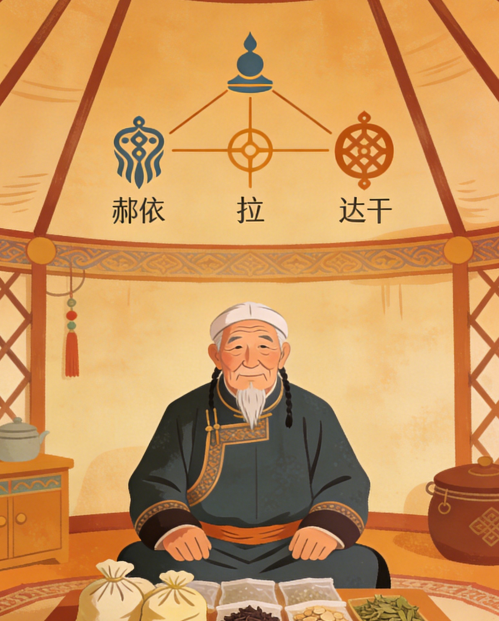蒙医理论之五元学说——内调三根，外理五元