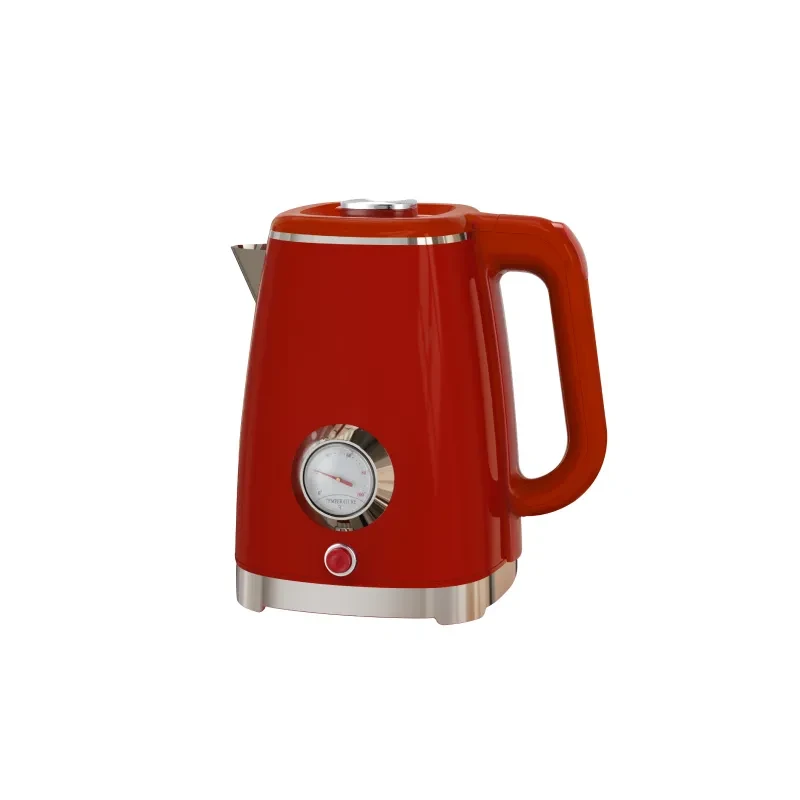 1.8L Red Electric Kettle with Built-in Mechanical Thermometer Gauge 