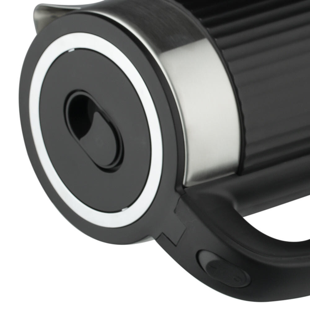 3.5L Black Electric Kettle with Vertical Ribbed PP Body and Mirror Stainless Steel Accents detail 1
