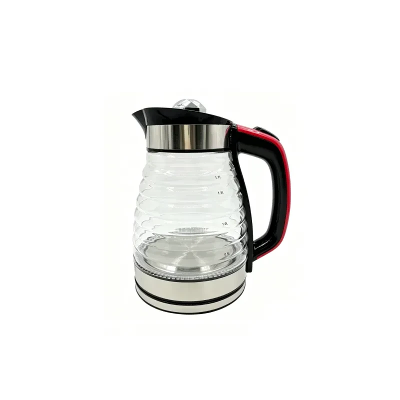 1.8L Borosilicate Glass Electric Kettle with Wave Design and Stainless Steel Base 