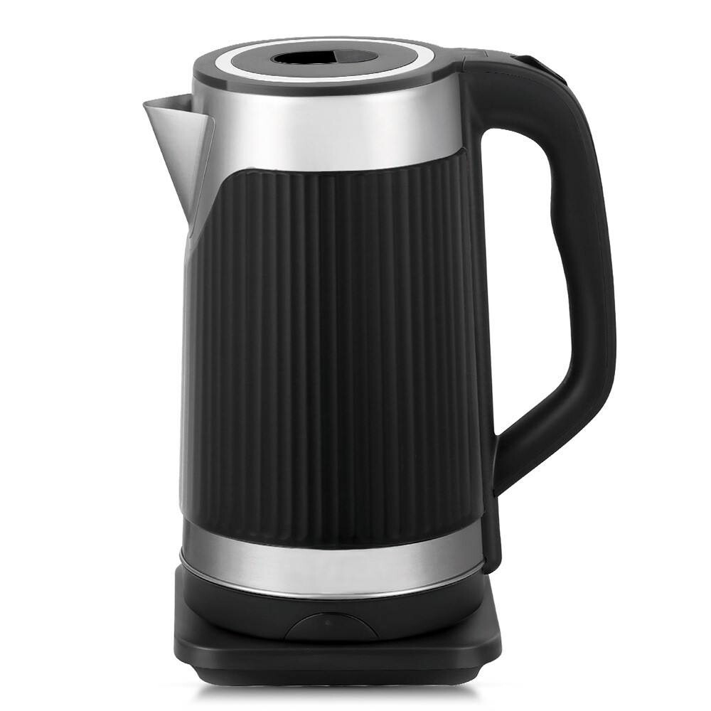 3.5L Black Electric Kettle with Vertical Ribbed PP Body and Mirror Stainless Steel Accents detail 4