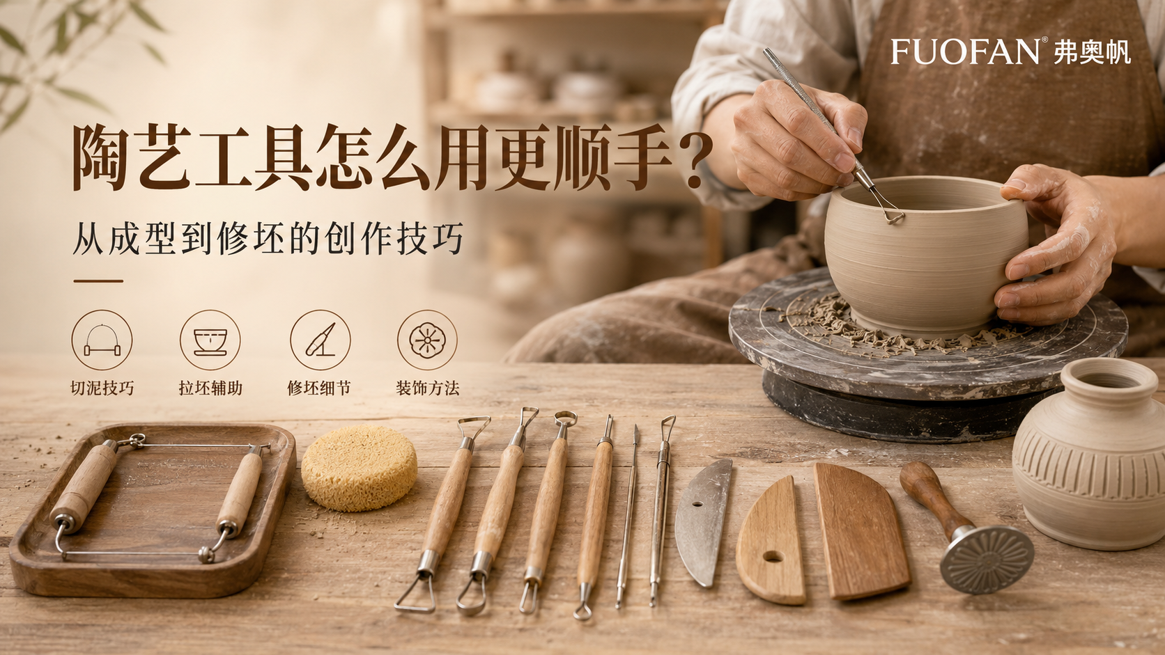陶艺工具怎么用更顺手?从成型到修坯的创作技巧